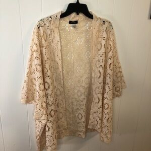 Espresso Cream Lace Cardigan Wrap Size 2X